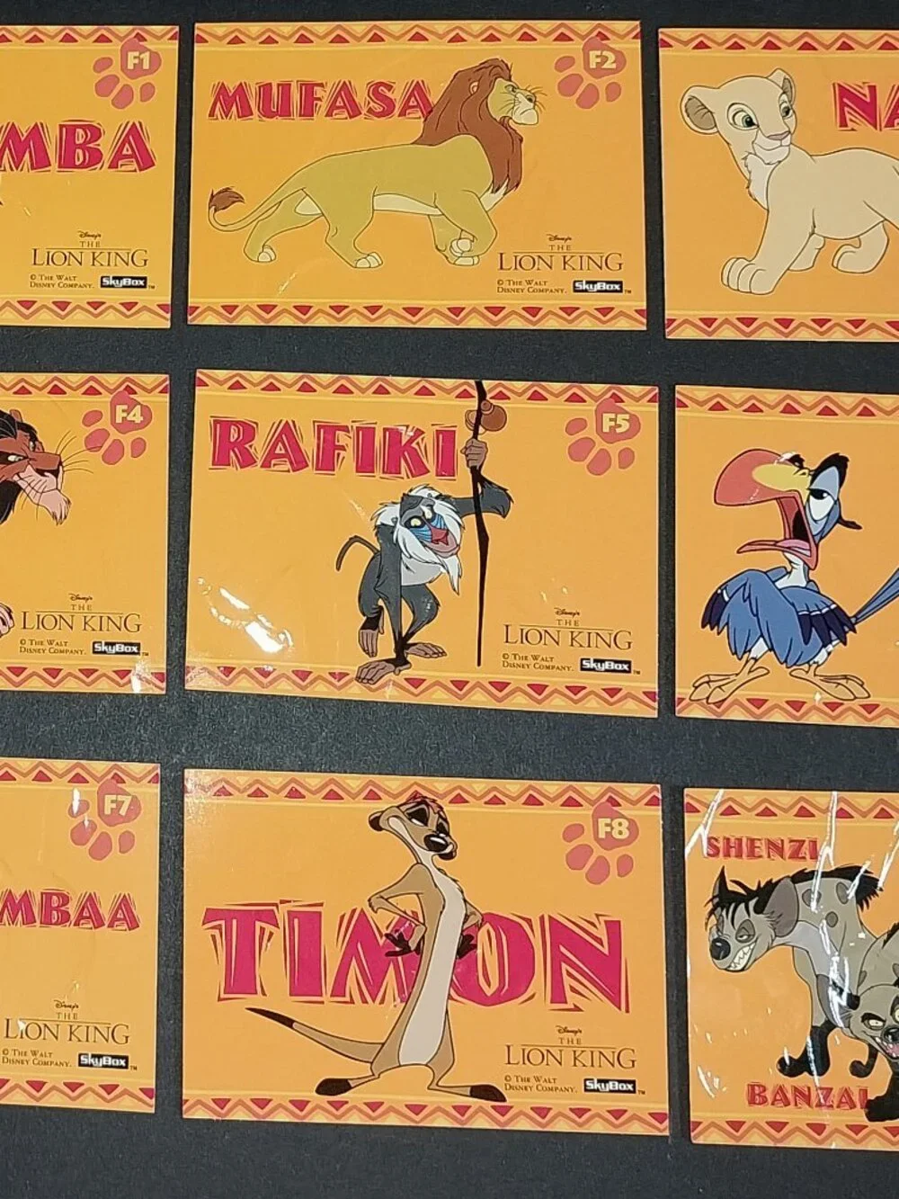 1994 Skybox Lion King Set - FOIL EMBOSSED CARDS #F1 - F9